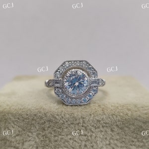 Antieke 2,20 CT witte ronde geslepen diamanten verlovingstrouwring in 925 sterlingzilver, antieke verlovingsring, art-decoring, cadeau voor vrouwen