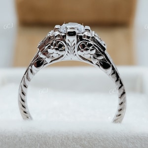 1930s Vintage 1.80 Ct White Round Cut Moissanite Diamond Engagement Wedding Ring In 925 Sterling Silver,Gift For Women,Art Deco Ring