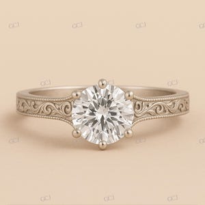 1930s Art Deco Filigree 2.0Ct White Round Diamond Engagement Ring In 925 Sterling Silver,Antique Engagement Ring,Edwardian Ring,Vintage Ring