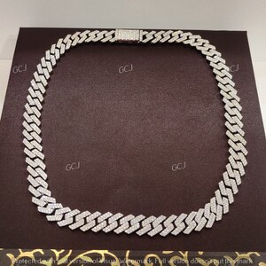 12 mm łańcuszek kubański ze srebra próby 925, w pełni mrożony łańcuszek kubański, łańcuszek kubański Miami, łańcuszek hip-hopowy, prezent dla niego, łańcuszek