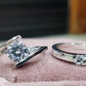Couple Matching Ring His and Her,Couples Ring Set,Silver Mens Wedding Band,Two Ring Set,Couple Rings Silver,Couple Gifts,Ring Set For Couple