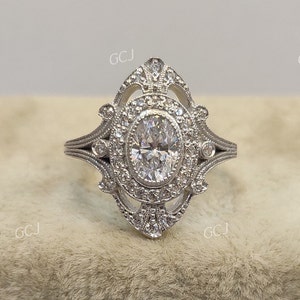 1930s Art Deco 2.20 Ct White Oval Cut Diamond Engagement Wedding Ring In 925 Sterling Silver,Vintage Ring,Edwardian Ring,Anniversary Ring