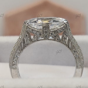 1930s Vintage 1.80 Ct White Marquise Cut Diamond Engagement Wedding Ring In 925 Sterling Silver,Antique Engagement Ring,Edwardian Ring