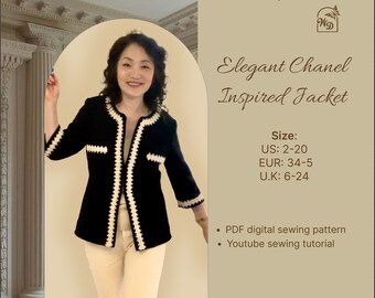 Digital Sewing Pattern For Chanel Inspired Jacket, Instant Downloadable PDF  File for 4A/US Letter, individual #Chaneljacket