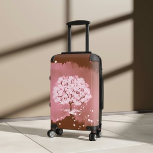 Hand-Painted Cherry Blossom Suitcase