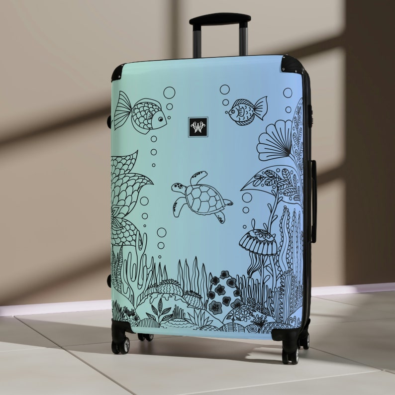 Underwater Seaworld Suitcase Waitpitch Ocean Themed Luggage Etsy