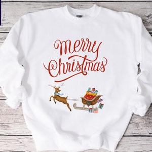 Buildhigh Women Sweatshirt Reindeer Merry Christmas Baggy Outwear Tops