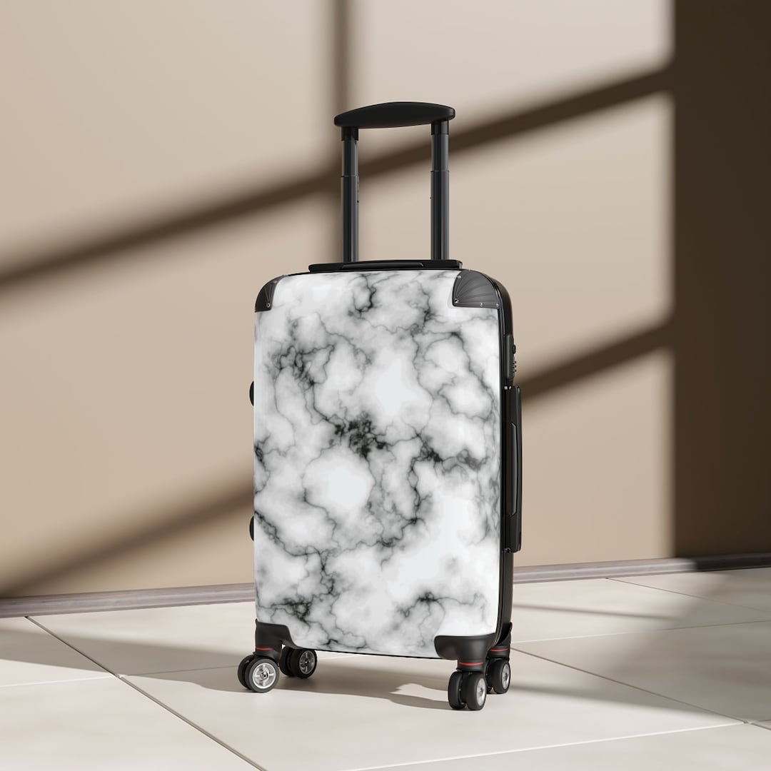 Classy Black and White Marble Suitcase Marble Luggage Etsy