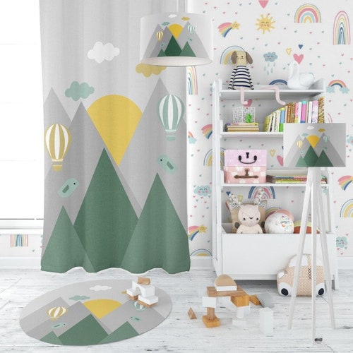 Boho Mountains Baby Boy Room Curtains Nursery Curtains Window Etsy