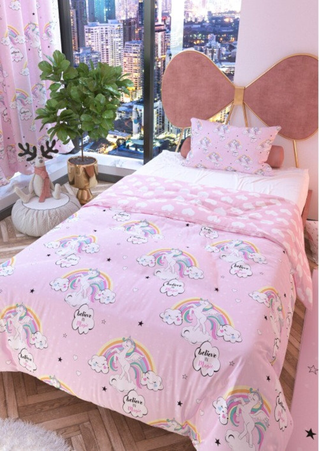 Unicorn Pink Girl Duvet Cover Toddler Bedding Set With Etsy