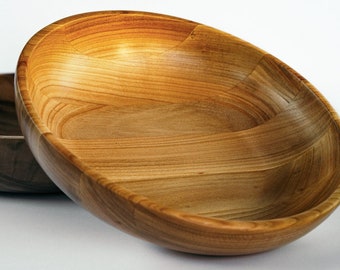Salad bowl in natural wood, diameter 24x24x5.5 cm
