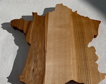 Planche Carte France en bois massif - chêne, érable et cerisier