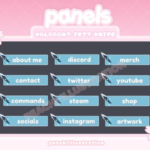 25x Cute Jett Knife Valorant Panels - Twitch Panels for Streamers