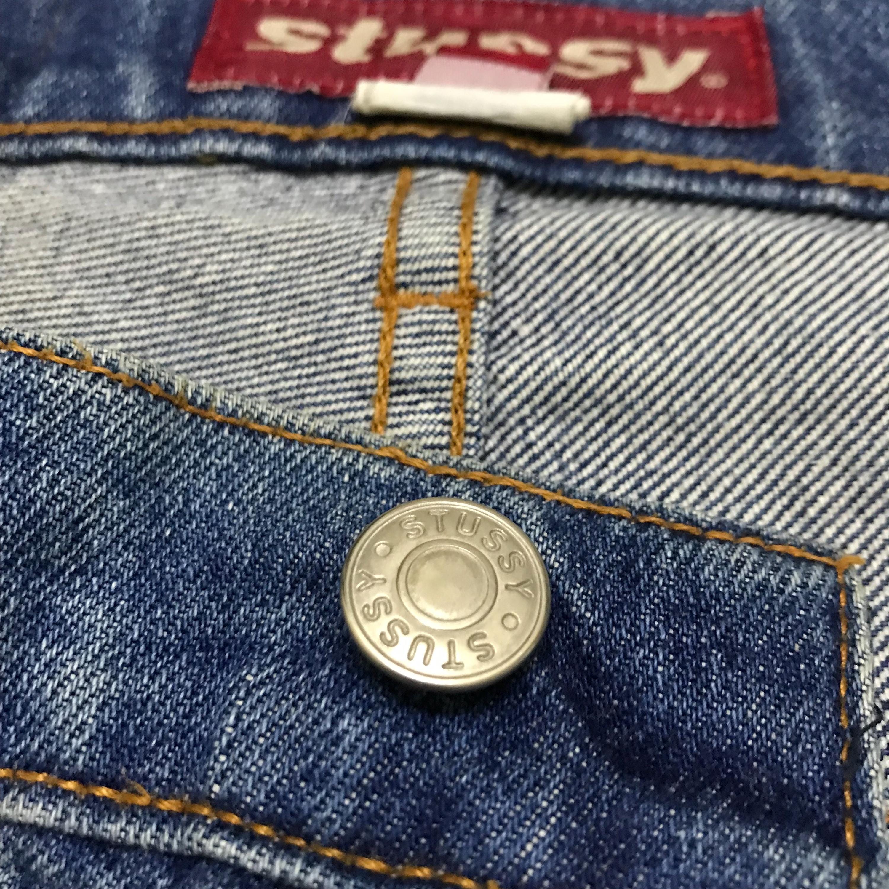 Rare Vintage 90s Stussy Denim Jeans Short Pants Distressed Custom