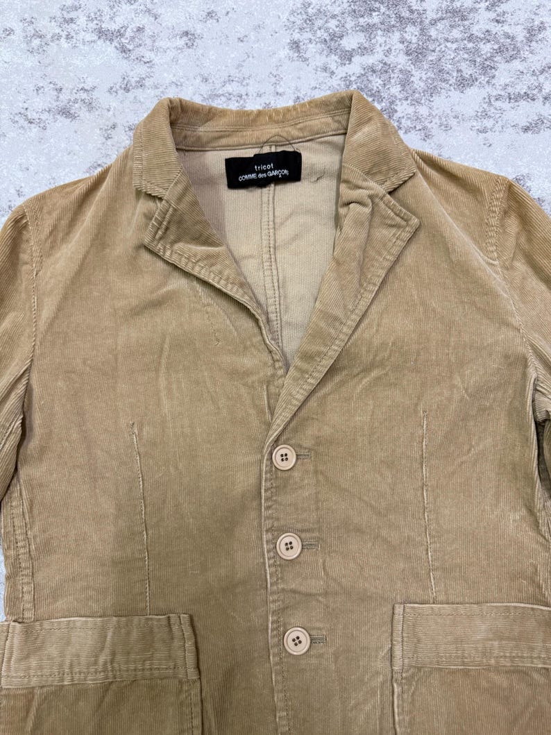 Vintage tricot Comme Des Garçons Coduroy abrigo chaqueta de cuello abierto imagen 9