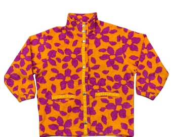 Vintage 90s Phenix all over print fleece snap button jacket sweater