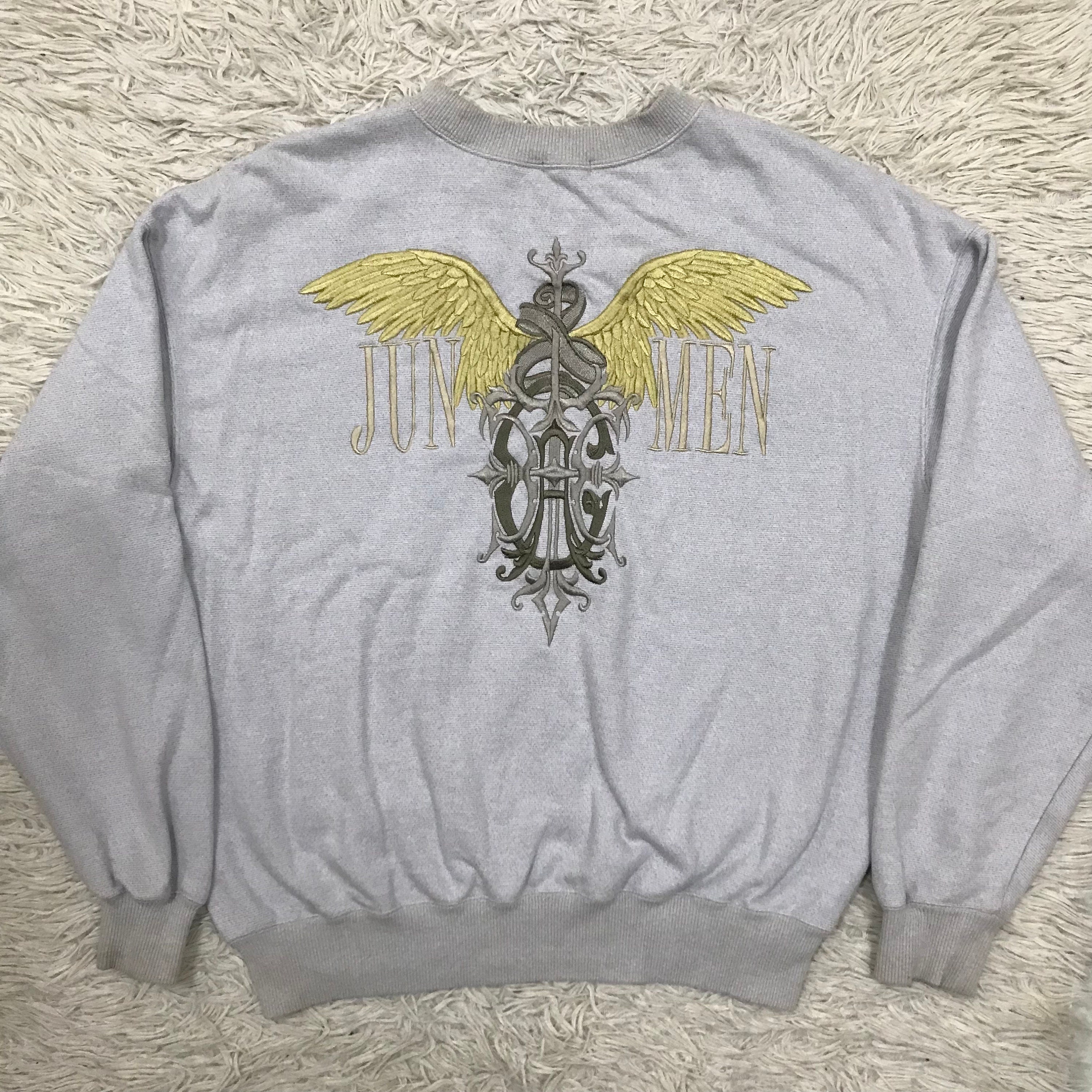 Vintage 90s Jun Men Japanese Designer Embroidery Logo Crewneck 