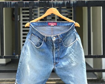 Rare Vintage 90s Stussy Denim Jeans Short Pants Distressed