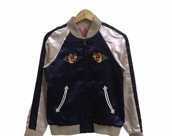 Vintage Rodeo Crown Jesus Backhit Floral Motive Sukajan Bomber Jacket Youth