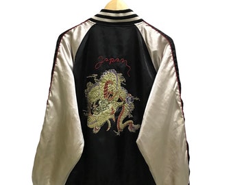 Chaqueta sukajan de dragón tradicional japonesa vintage
