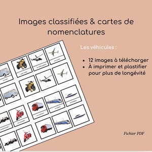 Montessori Classified Pictures and Nomenclature Cards – Vehicles – PDF Download for Kids