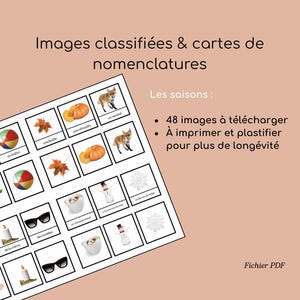 Images classifiées et cartes de nomenclature Montessori – Les saisons – PDF à télécharger pour enfants