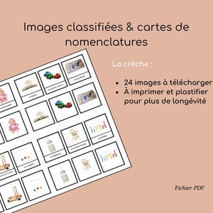 Images classifiées et cartes de nomenclature Montessori – La crèche – PDF à télécharger pour enfants