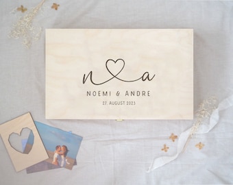 Large personalized keepsake box for weddings | Wooden box with names | Personalized wedding gift | happilyweds EB34