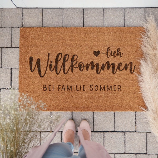 personalisierte Fußmatte herzlich Willkommen bei Familie | Geschenk zum Einzug, Hausbau | Deko Fußmatte Willkommen | Geschenk Hochzeit  #3