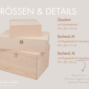 Personalisierte Erinnerungskiste aus Holz in drei verschiedenen Größen, Erinnerungsbox mit Namen, Erinnerungsbox für Brautpaare, Erinnerungskiste zur Hochzeit, Geschenk zur Hochzeit