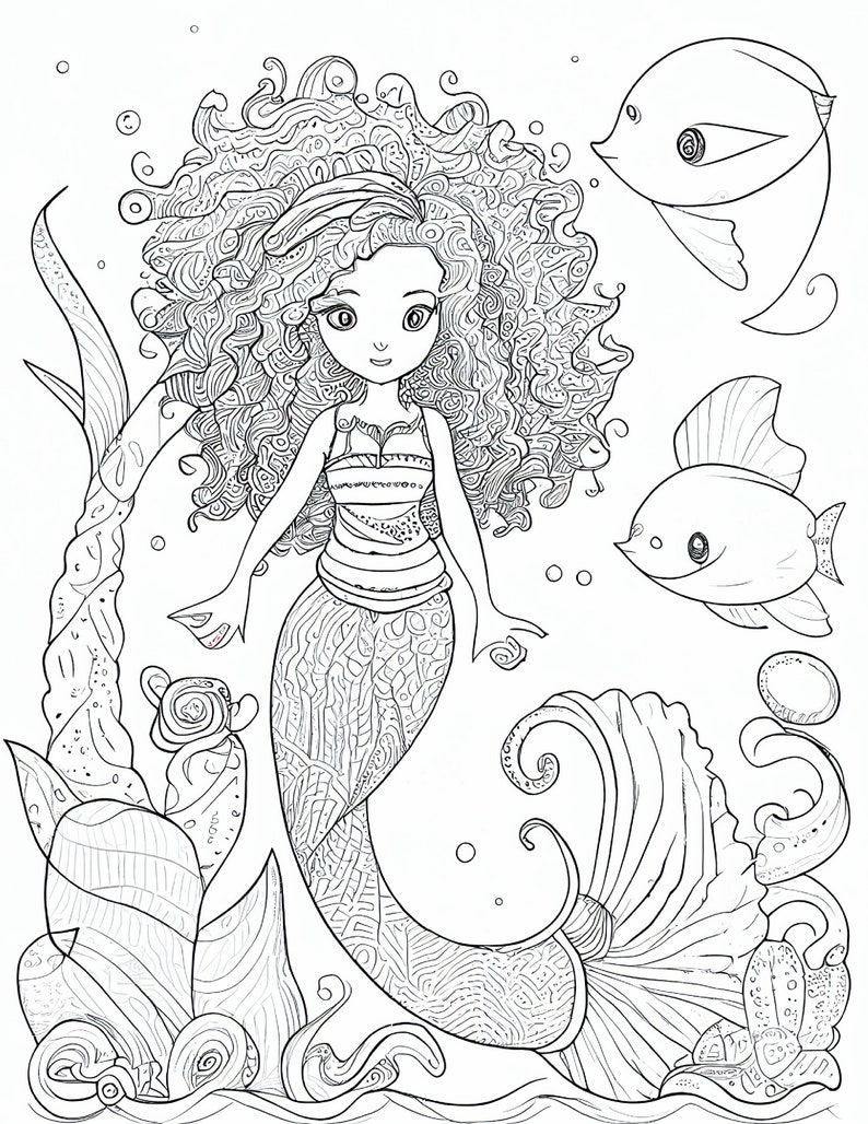 50 Printable Cute Mermaids Coloring Pages Vol 1 Adult and - Etsy