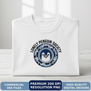Sociedad Nihilista de Pingüinos PNG, Diseño de Camiseta de Terror Existencial, Logo de Pingüino Triste y Divertido, Gráfico de Ropa Urbana de Moda, Humor Irónico, Descarga DTF