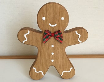 Large gingerbread gingerbread man in oak wood Christmas farmhouse decoration (global relay delivery)