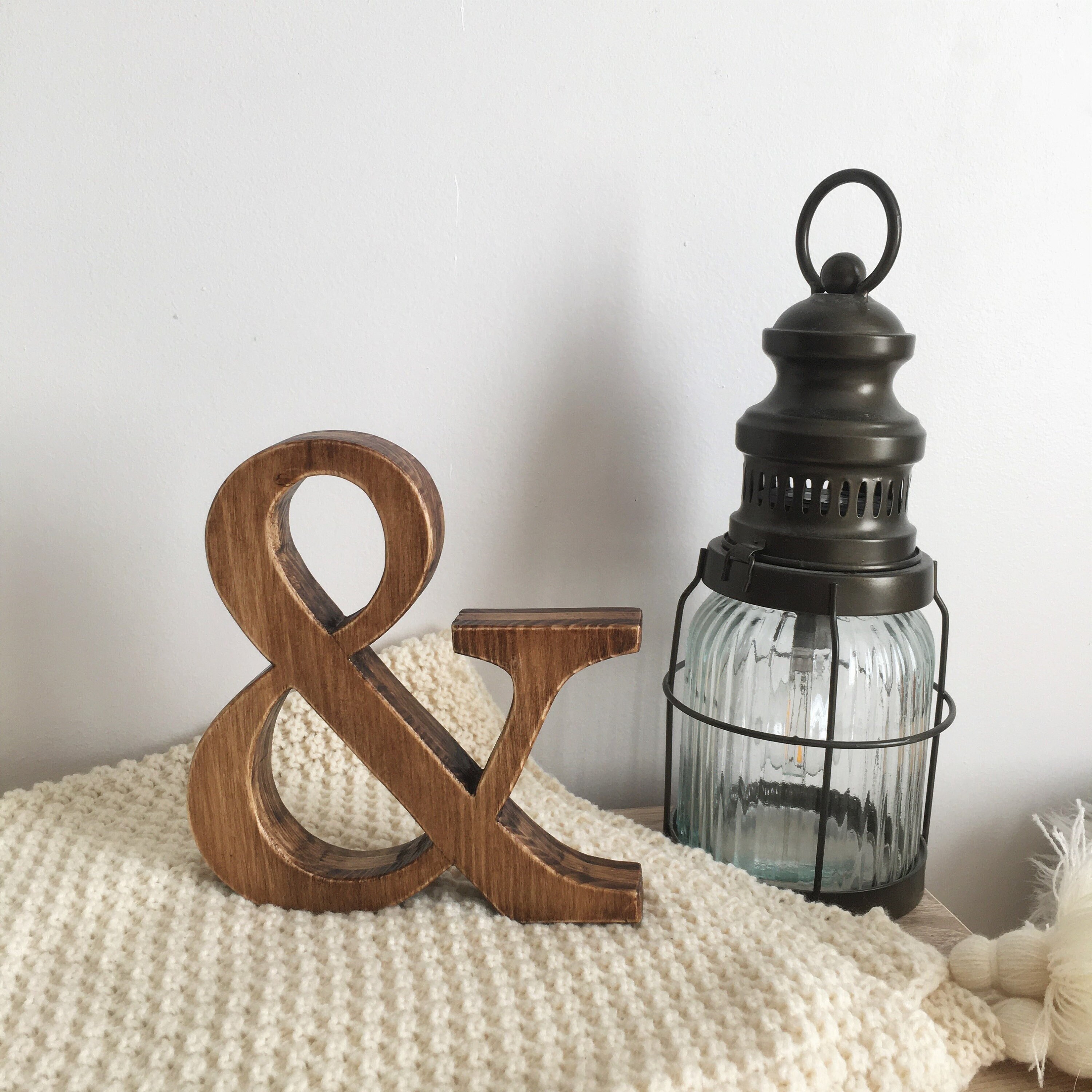 Mot en Bois Signe Esperluette Rustique Décoration Intérieure Cosy Farmhouse | Livraison Gratuite Mon