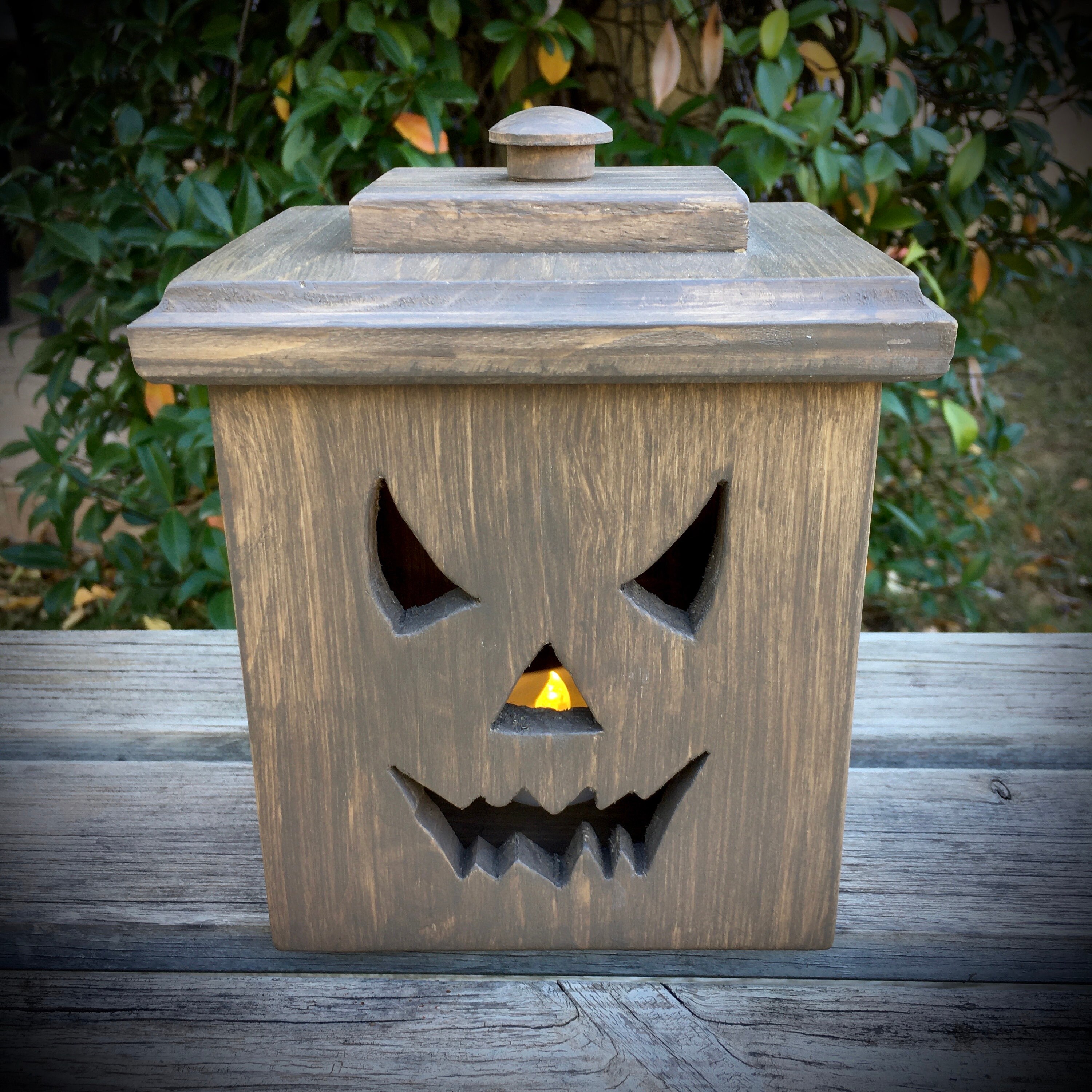 Jack O' Lantern Lanterne Halloween en Bois Rustique Décoration Boîte Couvercle | Livraison Mondial R