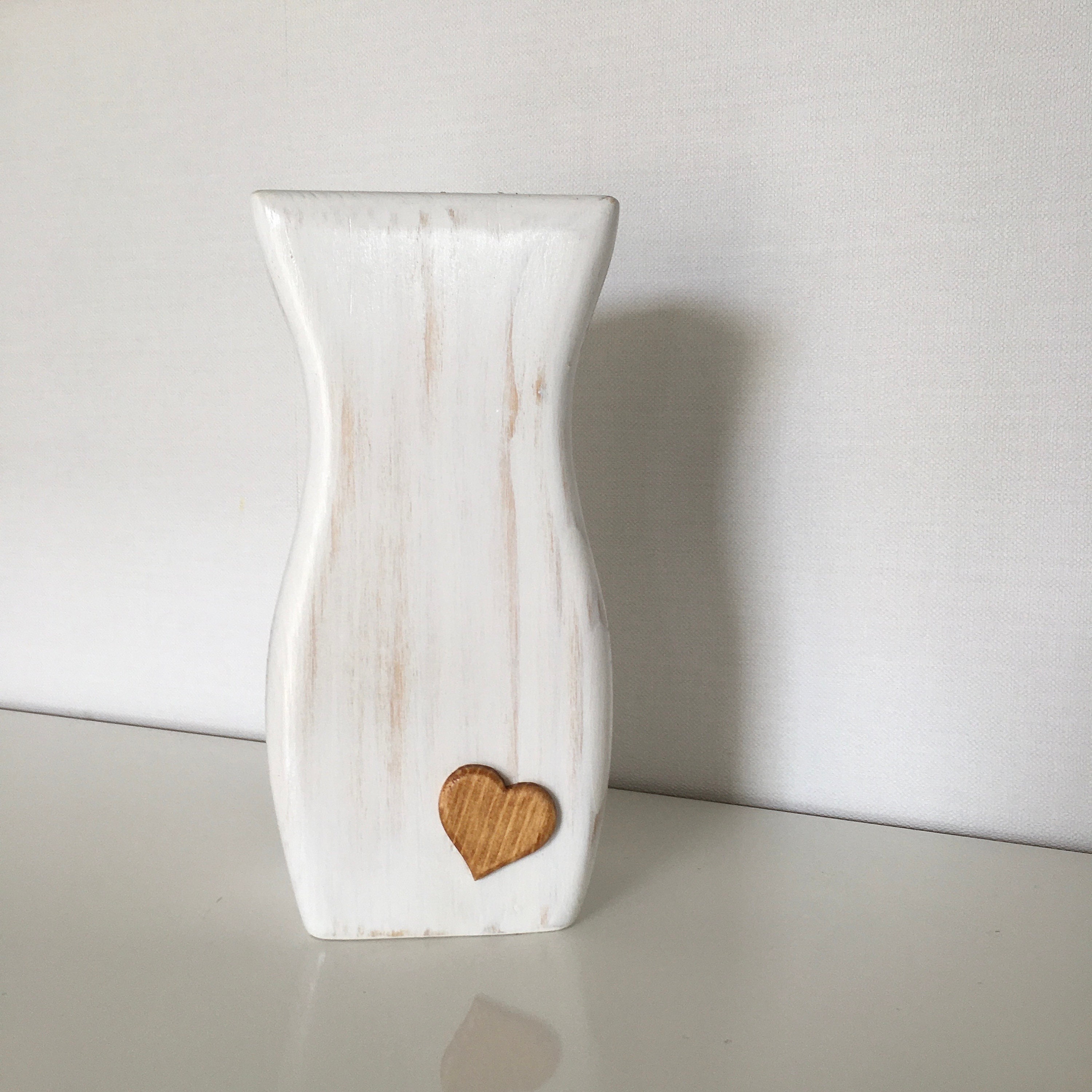 Vase en Bois Blanc Vieilli Pour Vos Fleurs Séchées Idée Cadeau Noel Décoration Farmhouse | Livraison