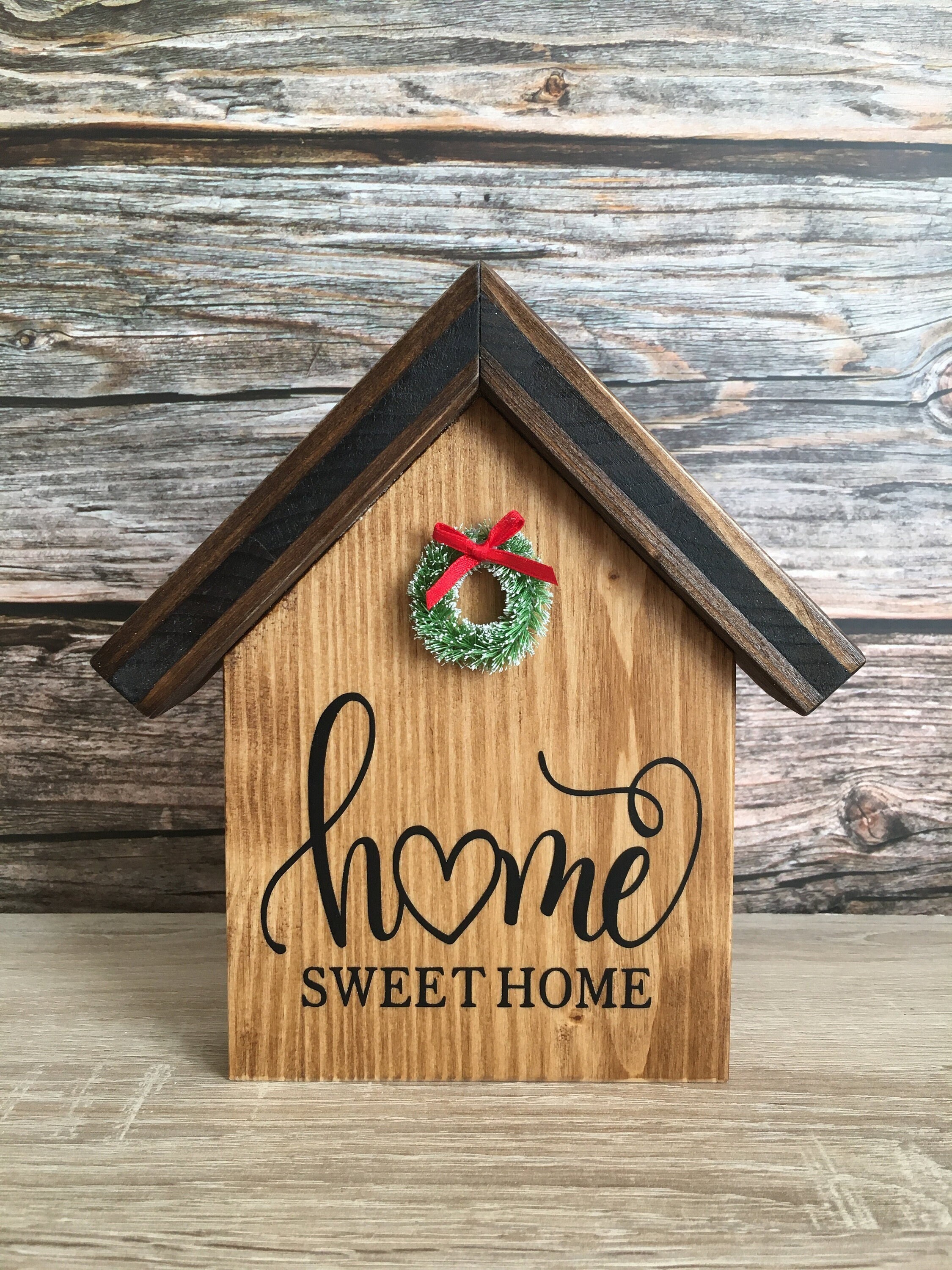 Maison de Nöel Décorative en Bois Home Sweet Home Décoration Noel Cosy Farmhouse Maisonnette Fêtes |