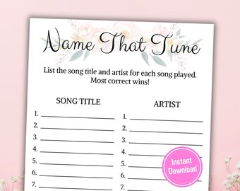 Bridal Shower Name That Tune Game | Printable Minimalist Love Songs Game | Name That Song | Wedding Party Games | Modern Bridal Shower Games