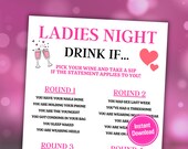 Ladies Night Drink If Game | Printable Bar Drinking Game | Girls Night Out | Fun Drinking Games | Ladies Night Game | Adult Party Games