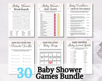 Baby Shower 30 Gesellschaftspiele | BEST PREIS Babyparty Spiel Bundle | MEGA-Bundle | Baby-Party-Spiel-Bundle | Baby Shower Party Spiel im Mega Bundle