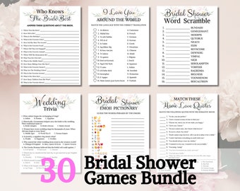 Bridal Shower 30 Party Games | BEST PRICE Bridal Shower Game Bundle | MEGA Bundle | Wedding Party Game Bundle | Bachelorette Party Game