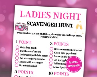 Ladies Night Scavenger Hunt Game | Printable Bar Scavenger Hunt | Girls Night Out | Adult Games | Ladies Night Game | Adult Scavenger Hunt