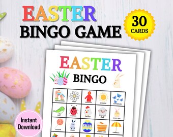 30 Easter Bingo Cards Game | Easter Bingo Game Activity for Kids and Adults | Bingo Easter Classroom Activity | Instant Download PDF
