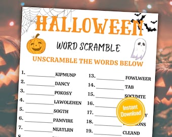 Halloween Word Scramble Game | Halloween Unscramble Word Game | Halloween Printable Games | Halloween Games for All Ages | Halloween Quiz