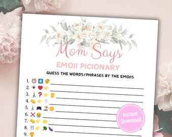 Mom Says Emoji Pictionary Game | Mothers Day Mom Says Emoji Game | Mothers Day Games for Kids and Adults | Mothers Day Emoji Game | Mom Game