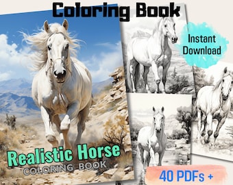 20 Realistic Horses Grayscale Coloring Book, Horses Coloring Pages For Kids And Adults, Perfect For Horse Lovers And Stress Relief PDF