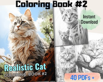 Libro para colorear con 20 dibujos realistas de gatos, 20 diseños intrincados, ideal para todas las edades, regalo para amantes de los gatos, terapia artística, PDF imprimible