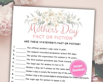 Mothers Day Fact or Fiction Game | Mother's Day True or False Game | Mothers Day Games for Kids and Adults | Mothers Day Party Games | Mom