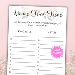 Name That Tune-spel vrijgezellenfeest | Afdrukbaar minimalistisch liefdesliedjesspel | Noem dat nummer | Spelletjes voor bruiloften | Moderne vrijgezellenfeestspellen