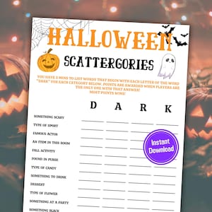 Halloween Scattergories Game | Halloween Think Fast Game | Fun Printable Word Game | Halloween Party Games | Instant Download